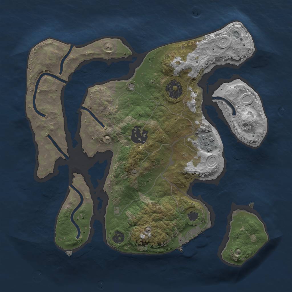 Rust Map: Procedural Map, Size: 2500, Seed: 1195140294, 11 Monuments