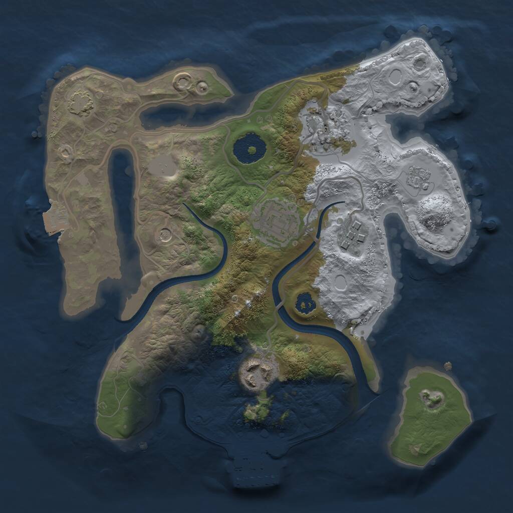 Rust Map: Procedural Map, Size: 2500, Seed: 1195140294, 9 Monuments