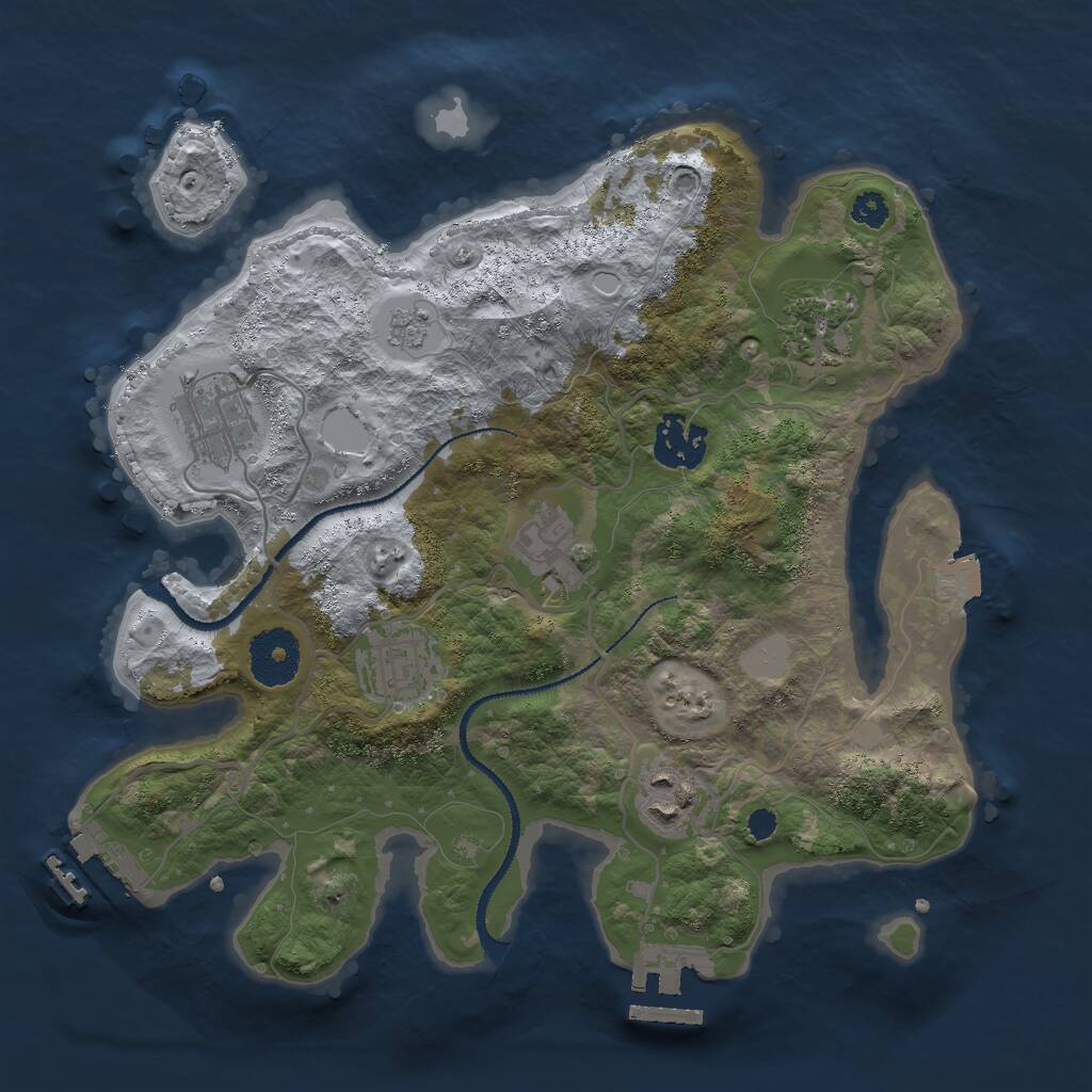 Rust Map: Procedural Map, Size: 3000, Seed: 1164536622, 10 Monuments