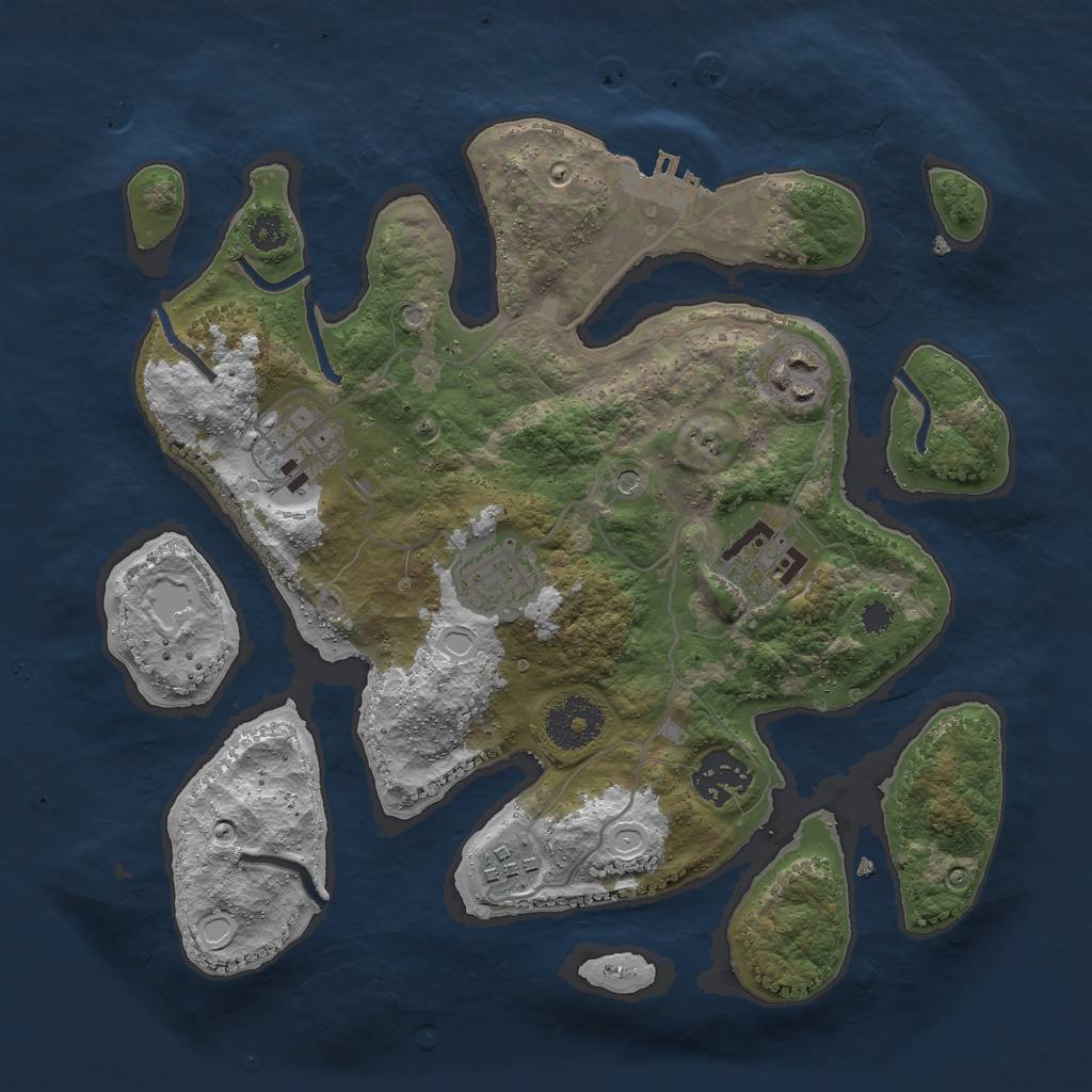 Rust Map: Procedural Map, Size: 3000, Seed: 787947, 16 Monuments