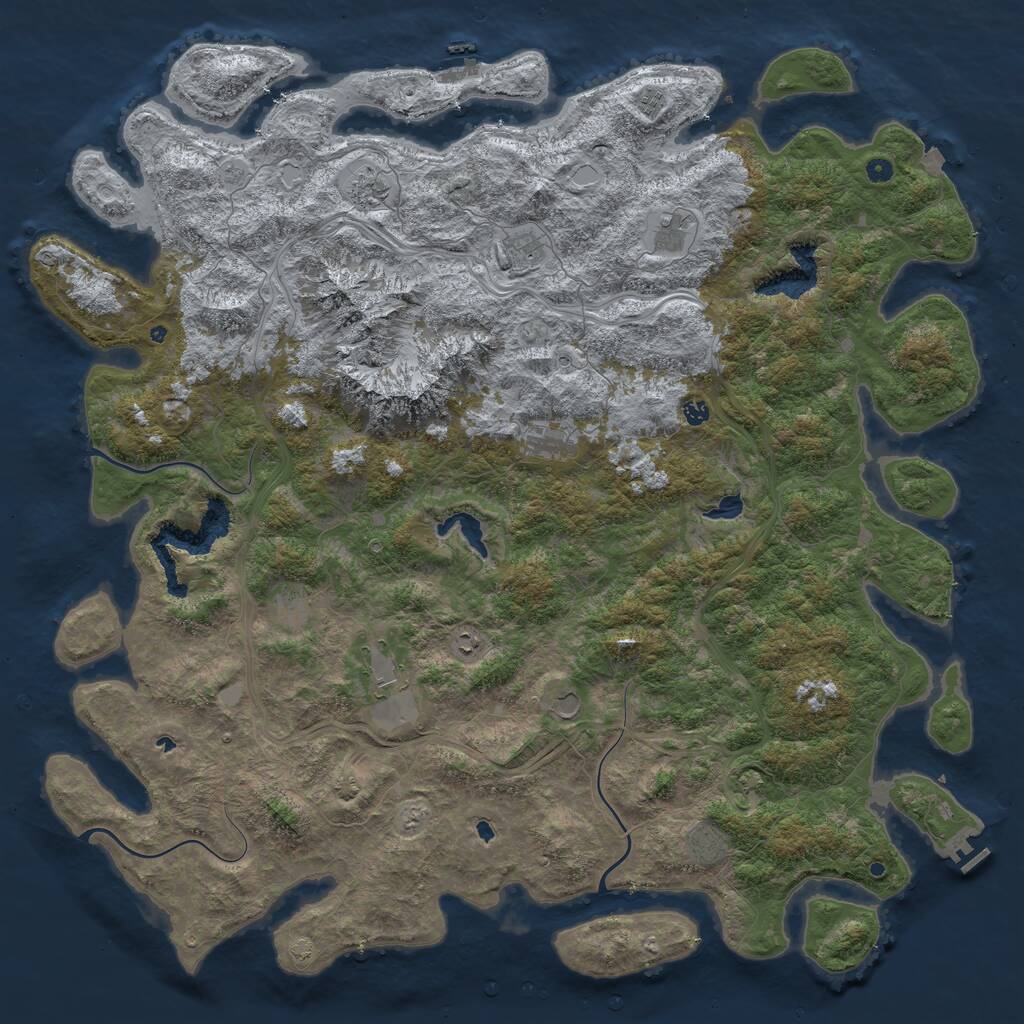 Rust Map: Procedural Map, Size: 6000, Seed: 598096085, 17 Monuments