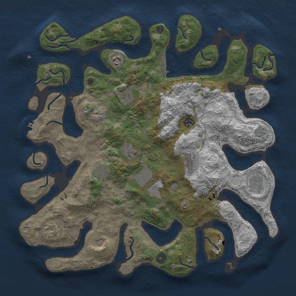 Rust Map: Procedural Map, Size: 4250, Seed: 1583309103, 22 Monuments