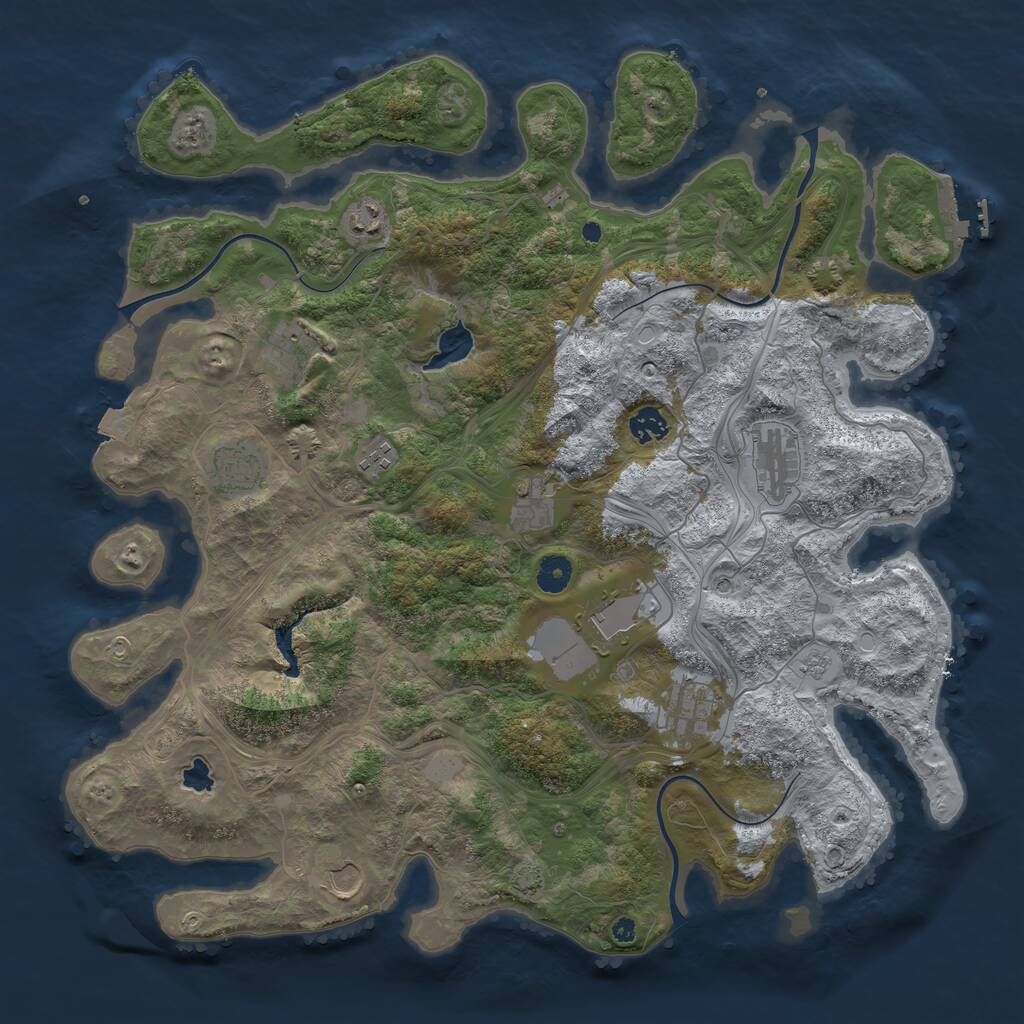 Rust Map: Procedural Map, Size: 4250, Seed: 1583309103, 15 Monuments