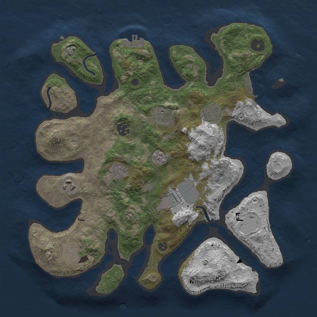 Rust Map: Procedural Map, Size: 3500, Seed: 739606, 19 Monuments