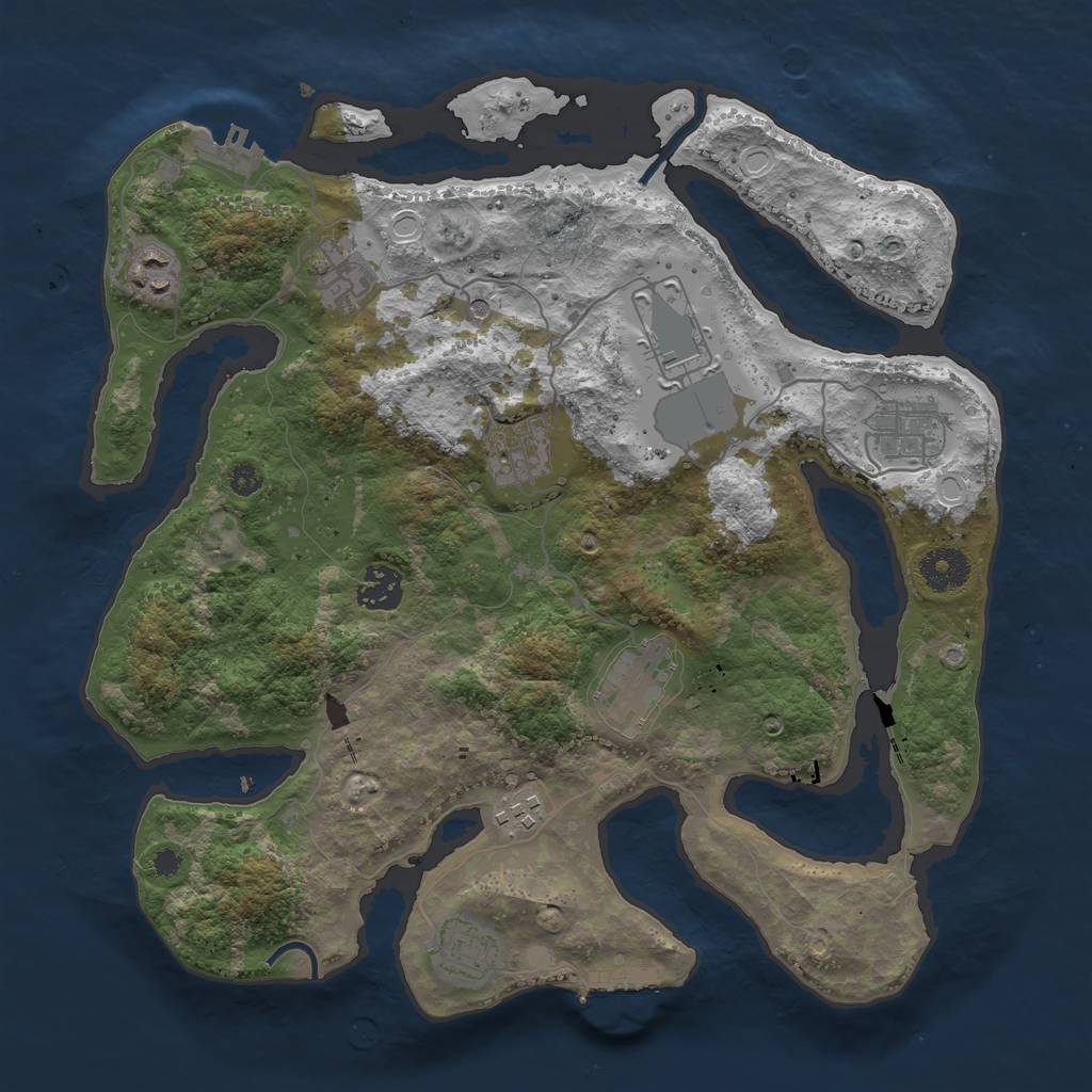 Rust Map: Procedural Map, Size: 3500, Seed: 27193845, 20 Monuments