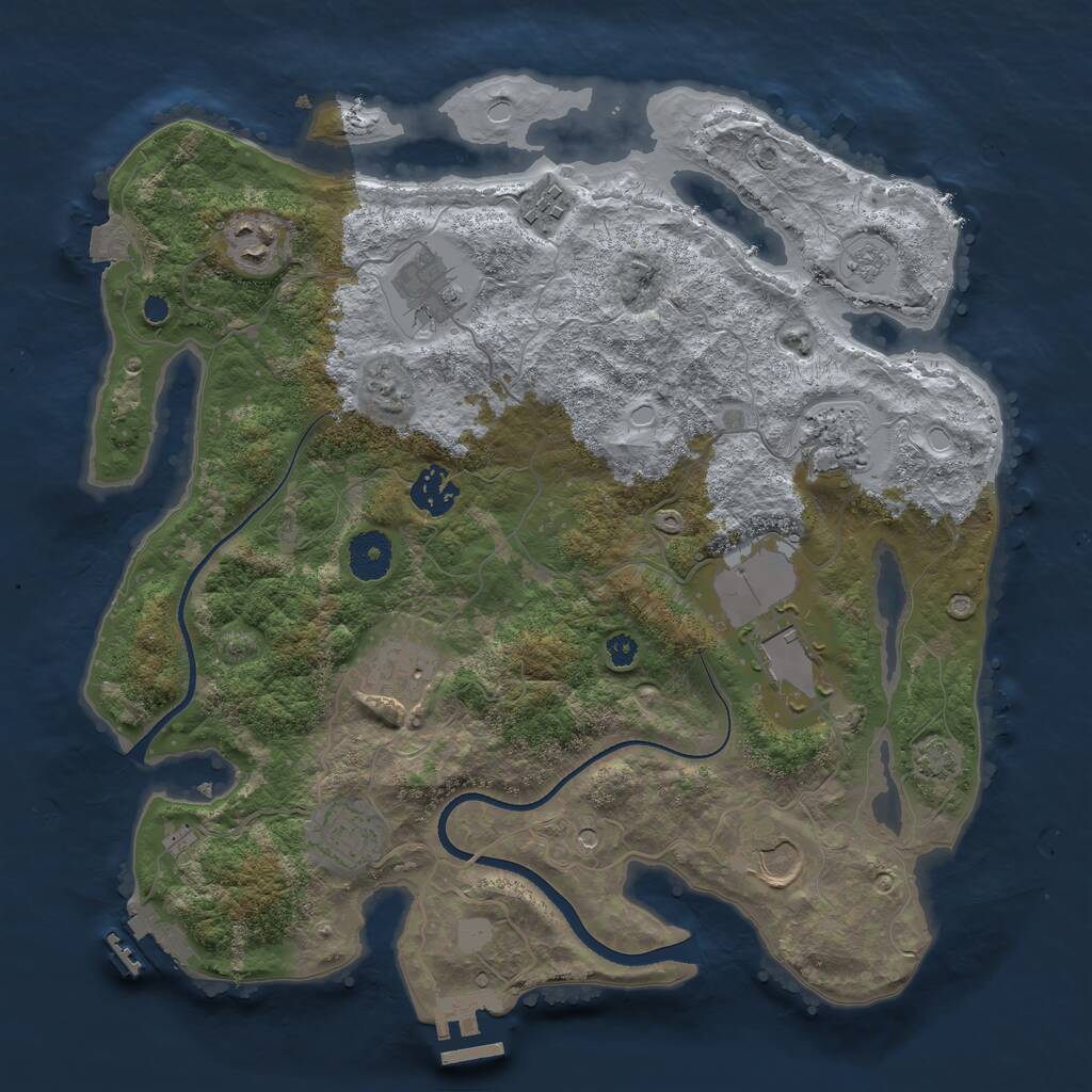 Rust Map: Procedural Map, Size: 3500, Seed: 27193845, 15 Monuments