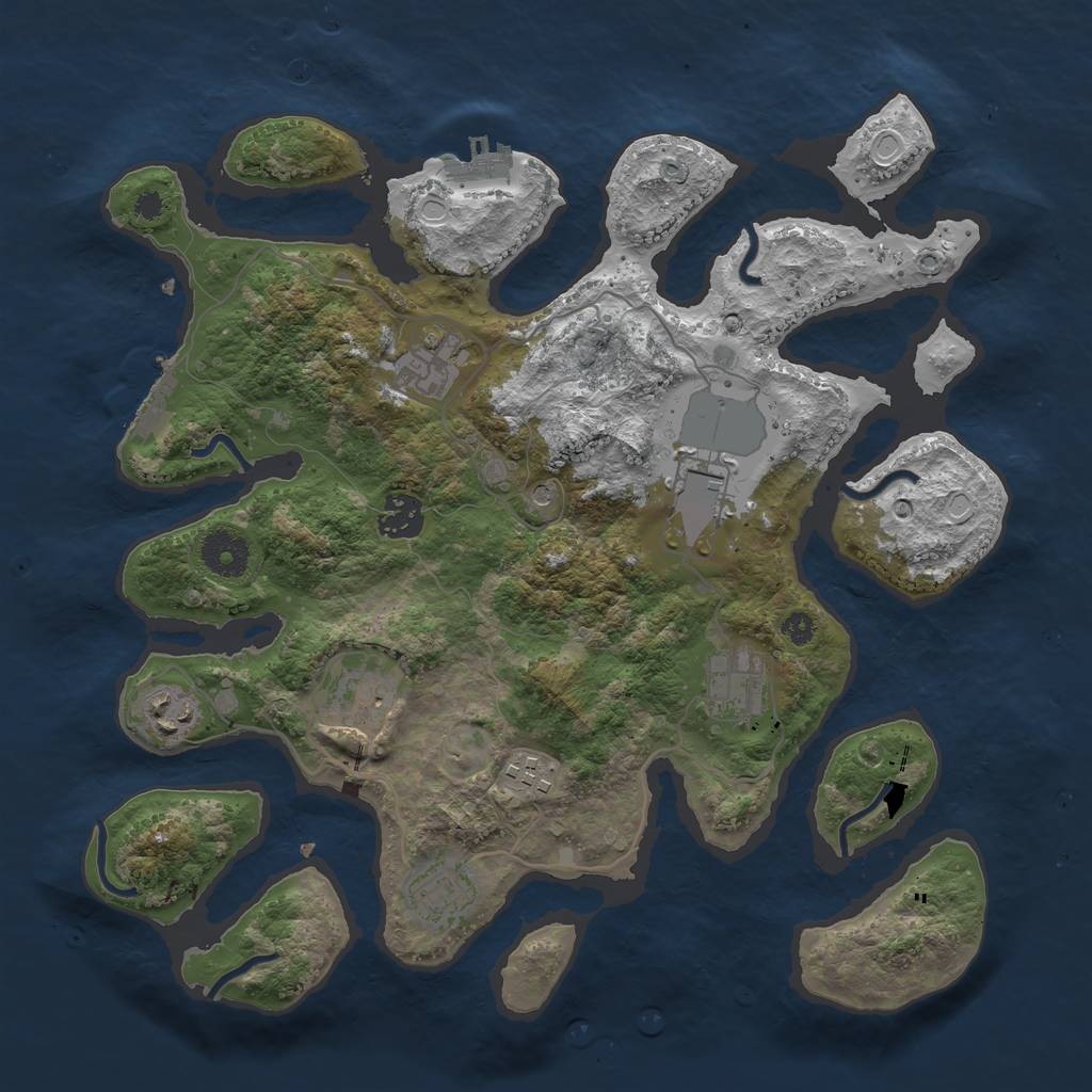 Rust Map: Procedural Map, Size: 3500, Seed: 658974321, 19 Monuments