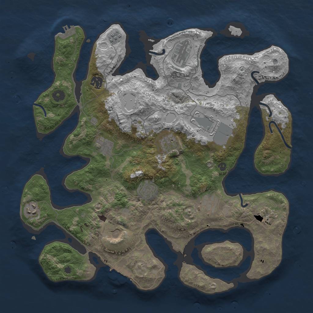 Rust Map: Procedural Map, Size: 3850, Seed: 140484115, 22 Monuments