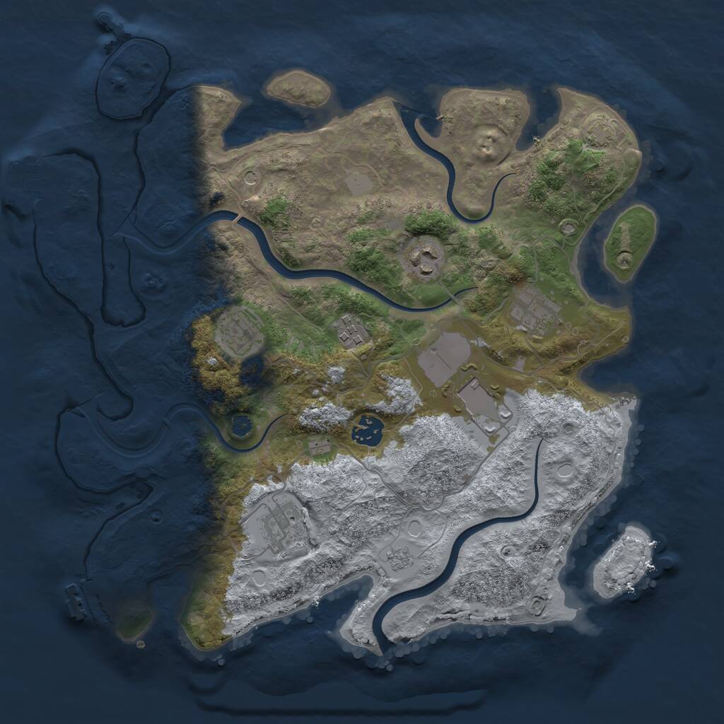 Rust Map: Procedural Map, Size: 3500, Seed: 7331, 13 Monuments