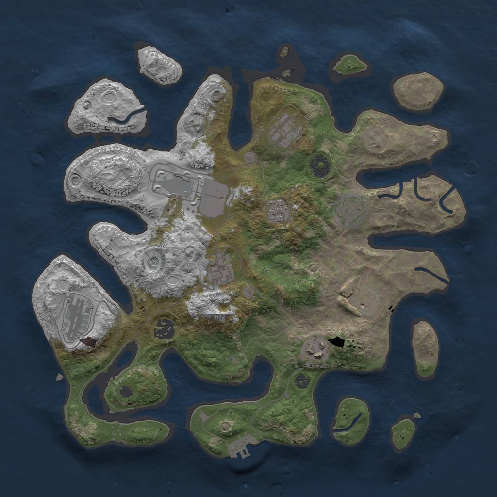 Rust Map: Procedural Map, Size: 3500, Seed: 2038422576, 19 Monuments