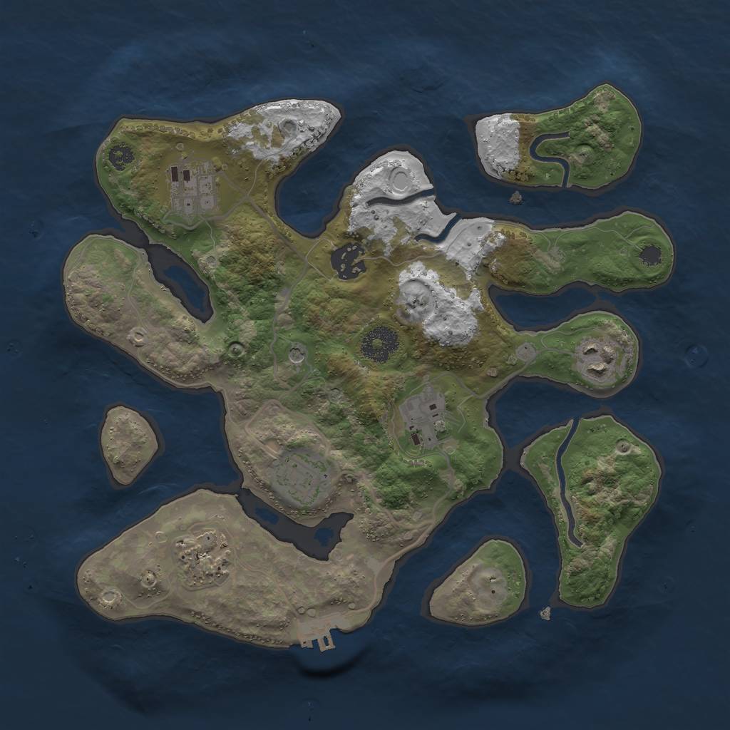 Rust Map: Procedural Map, Size: 3000, Seed: 693757402, 16 Monuments