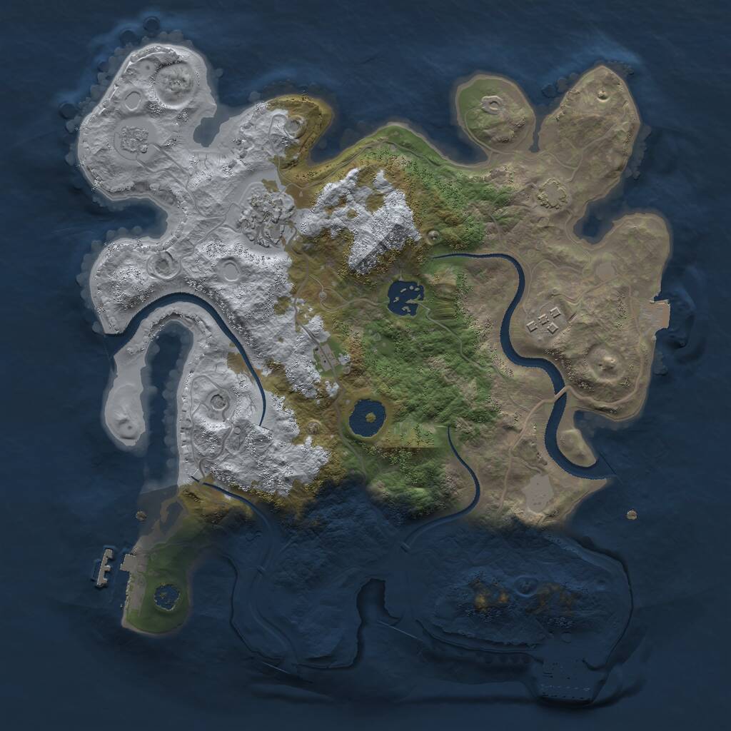Rust Map: Procedural Map, Size: 3000, Seed: 36097453, 9 Monuments