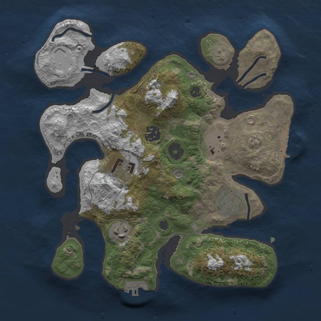 Rust Map: Procedural Map, Size: 3000, Seed: 36097453, 16 Monuments