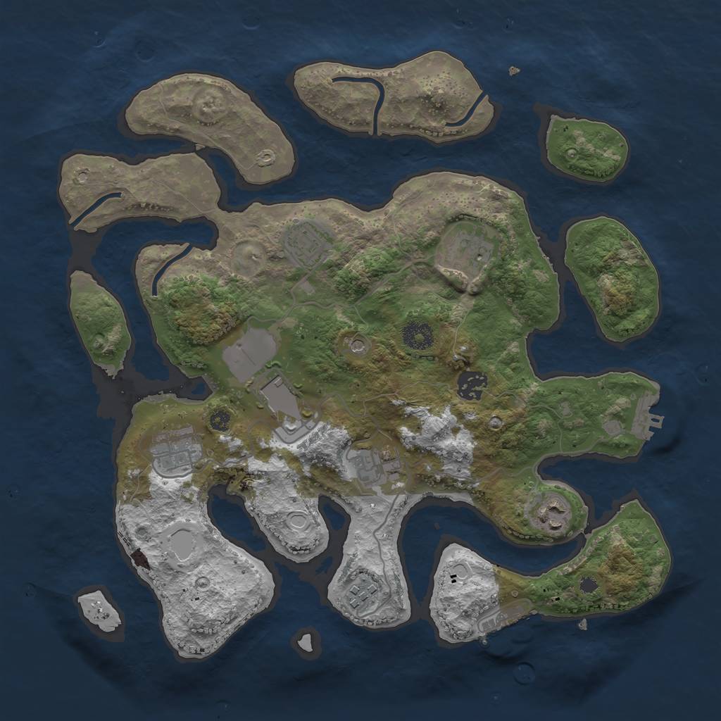 Rust Map: Procedural Map, Size: 3500, Seed: 1870779482, 19 Monuments