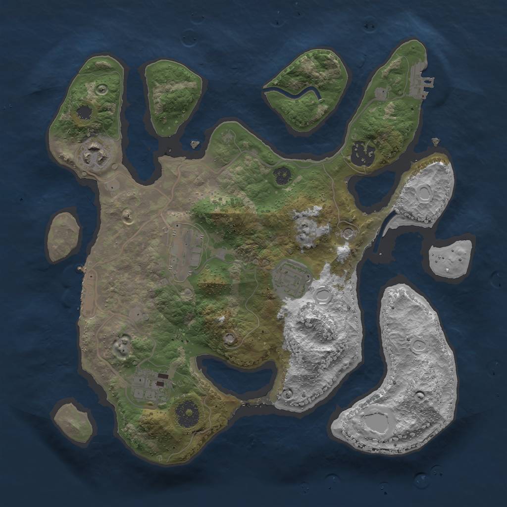 Rust Map: Procedural Map, Size: 3000, Seed: 782889380, 16 Monuments