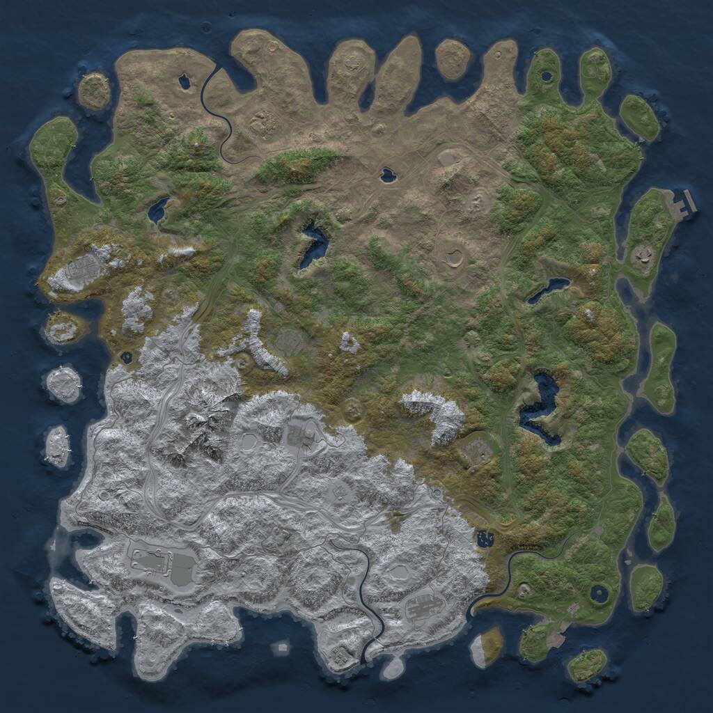 Rust Map: Procedural Map, Size: 6000, Seed: 8008569, 16 Monuments