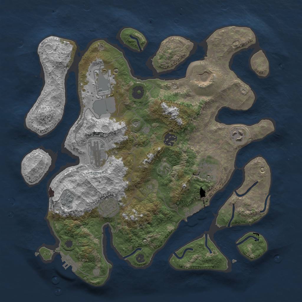 Rust Map: Procedural Map, Size: 3500, Seed: 79868986, 19 Monuments