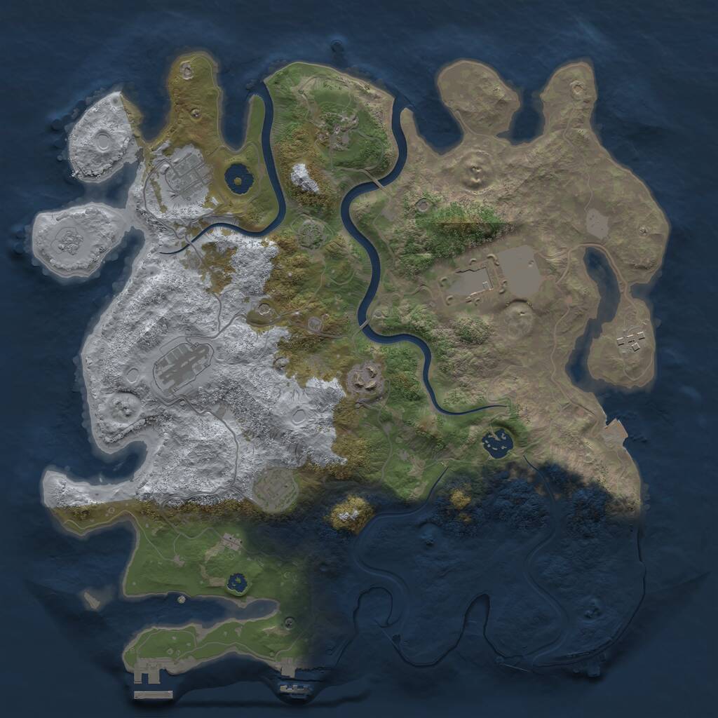 Rust Map: Procedural Map, Size: 3750, Seed: 12471, 14 Monuments
