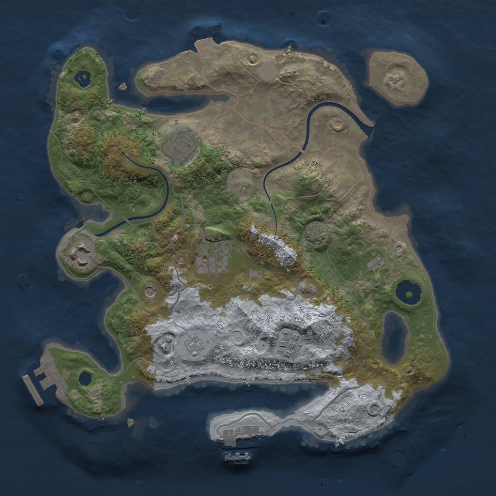 Rust Map: Procedural Map, Size: 3000, Seed: 1136176506, 10 Monuments