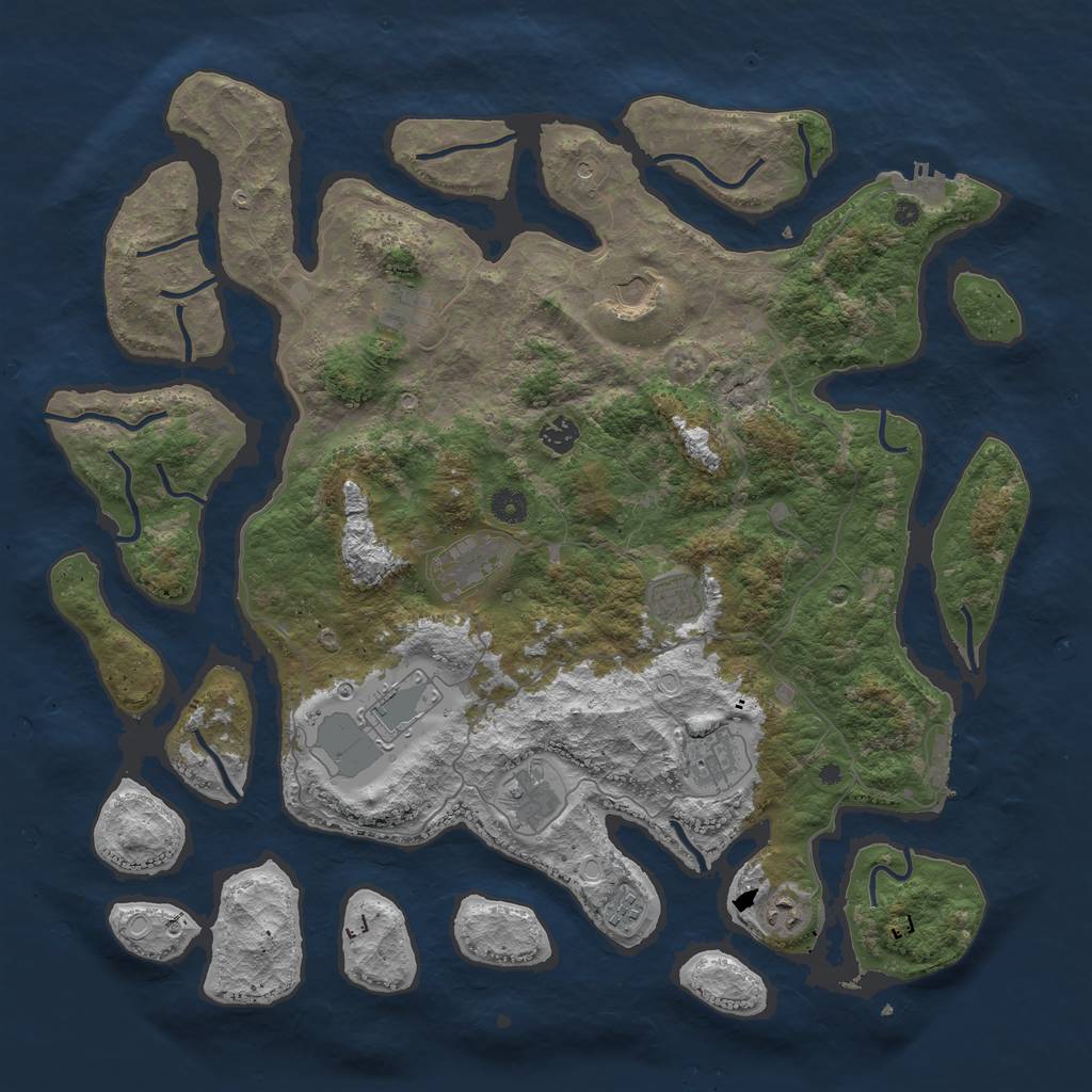 Rust Map: Procedural Map, Size: 4500, Seed: 58577620, 21 Monuments