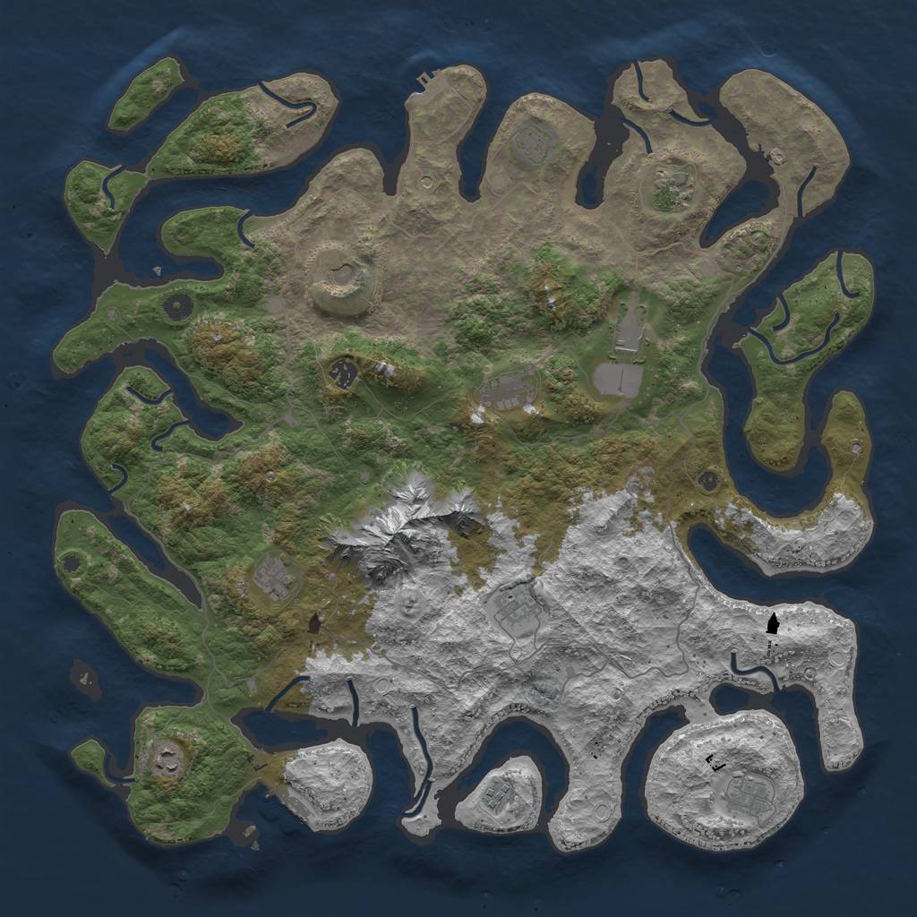 Rust Map: Procedural Map, Size: 5000, Seed: 2008827188, 22 Monuments