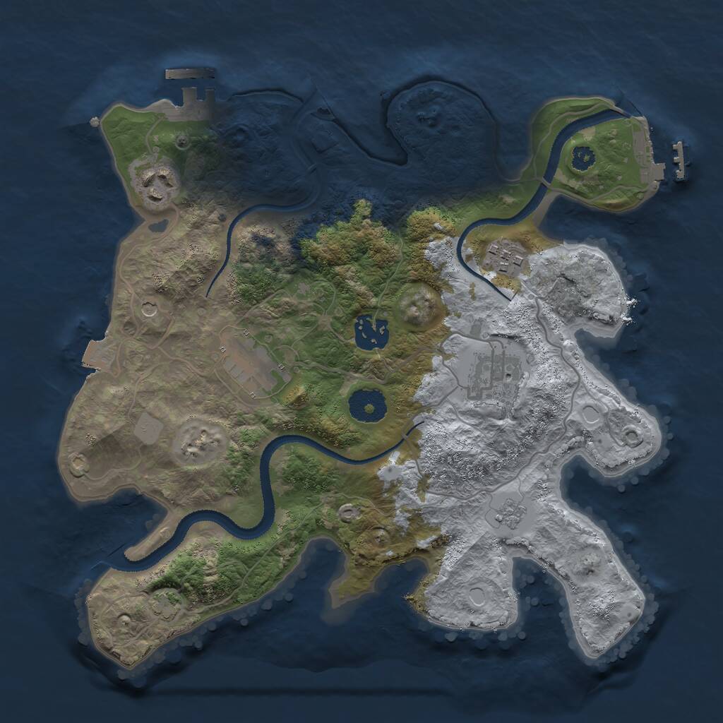 Rust Map: Procedural Map, Size: 3000, Seed: 43598, 11 Monuments