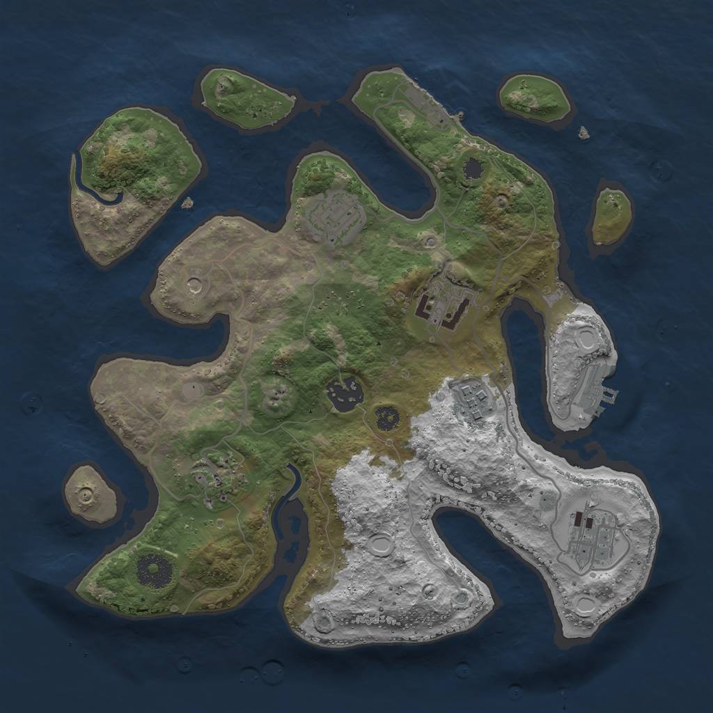 Rust Map: Procedural Map, Size: 3000, Seed: 2423445, 17 Monuments