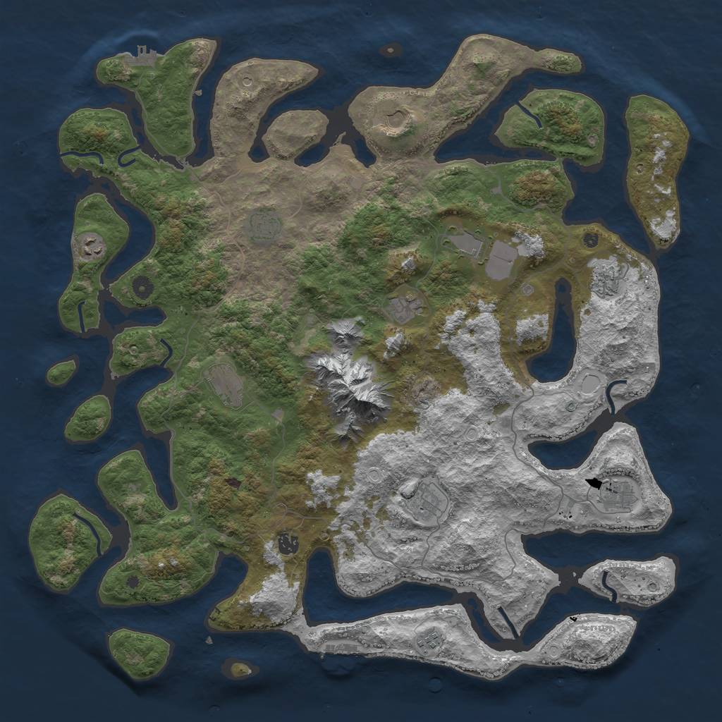 Rust Map: Procedural Map, Size: 5000, Seed: 711837157, 22 Monuments