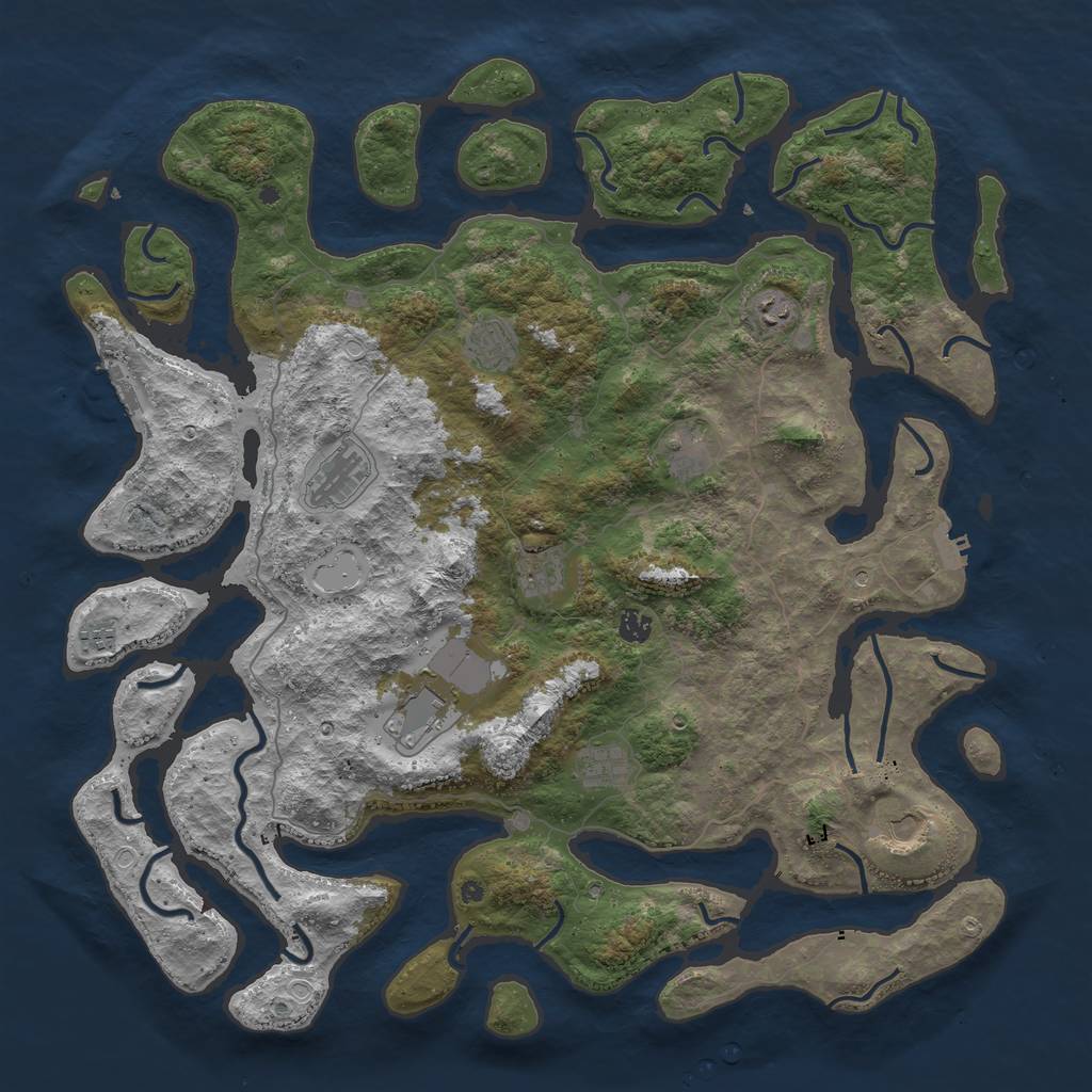 Rust Map: Procedural Map, Size: 4850, Seed: 5000000, 21 Monuments