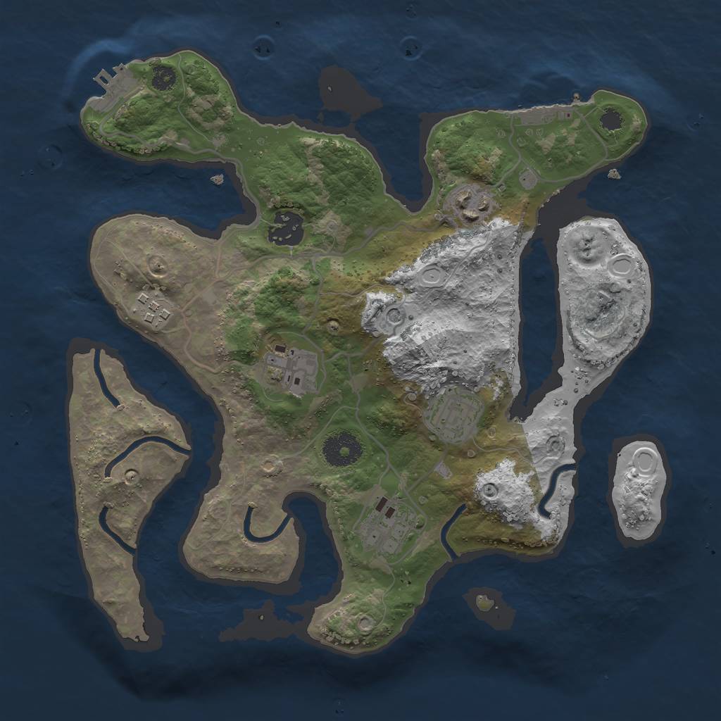 Rust Map: Procedural Map, Size: 3000, Seed: 3325, 17 Monuments