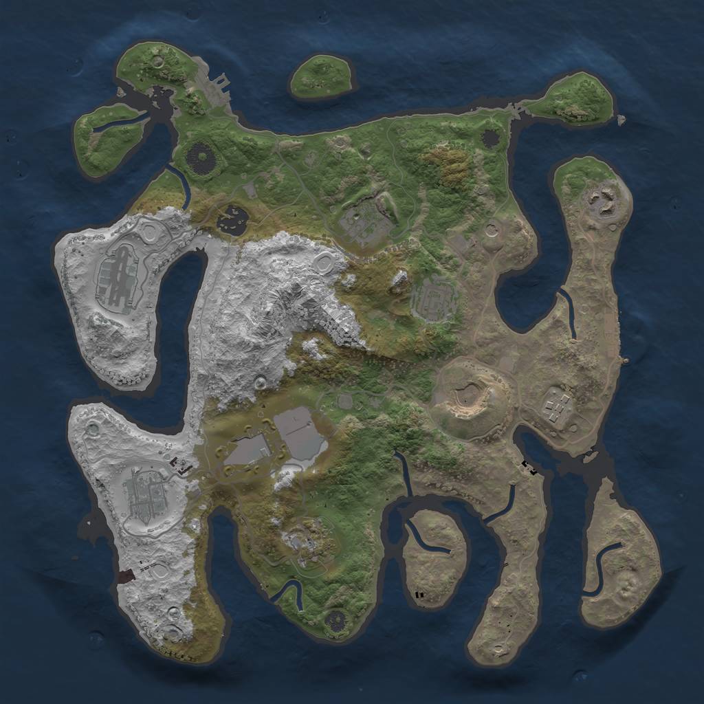 Rust Map: Procedural Map, Size: 3500, Seed: 58735477, 21 Monuments