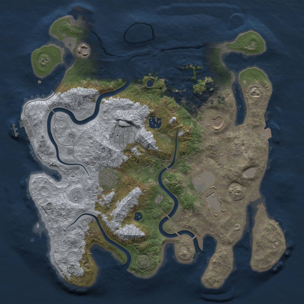 Rust Map: Procedural Map, Size: 3500, Seed: 58735477, 13 Monuments