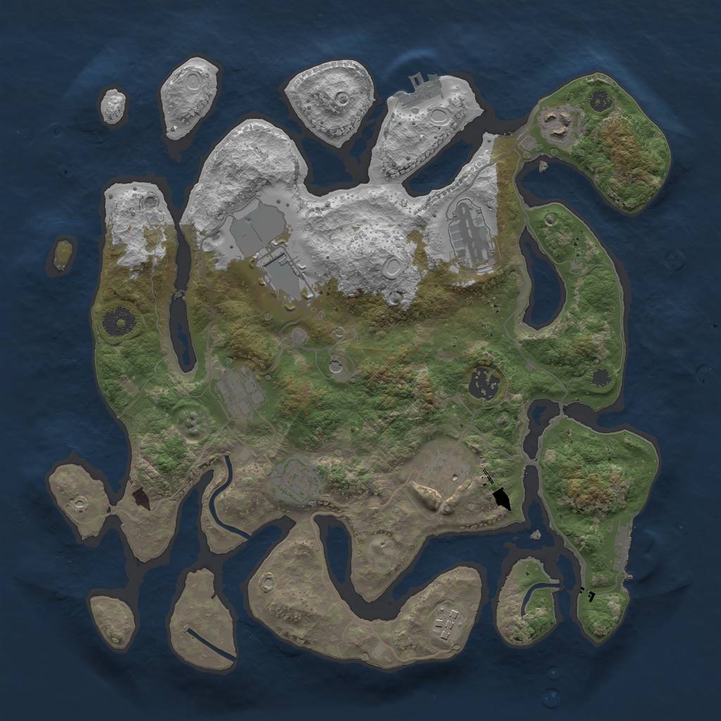 Rust Map: Procedural Map, Size: 3500, Seed: 3652159, 19 Monuments