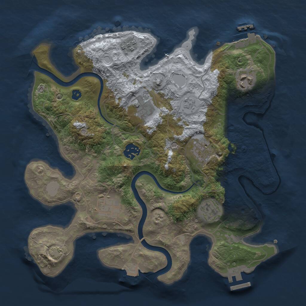 Rust Map: Procedural Map, Size: 3000, Seed: 1925728681, 13 Monuments
