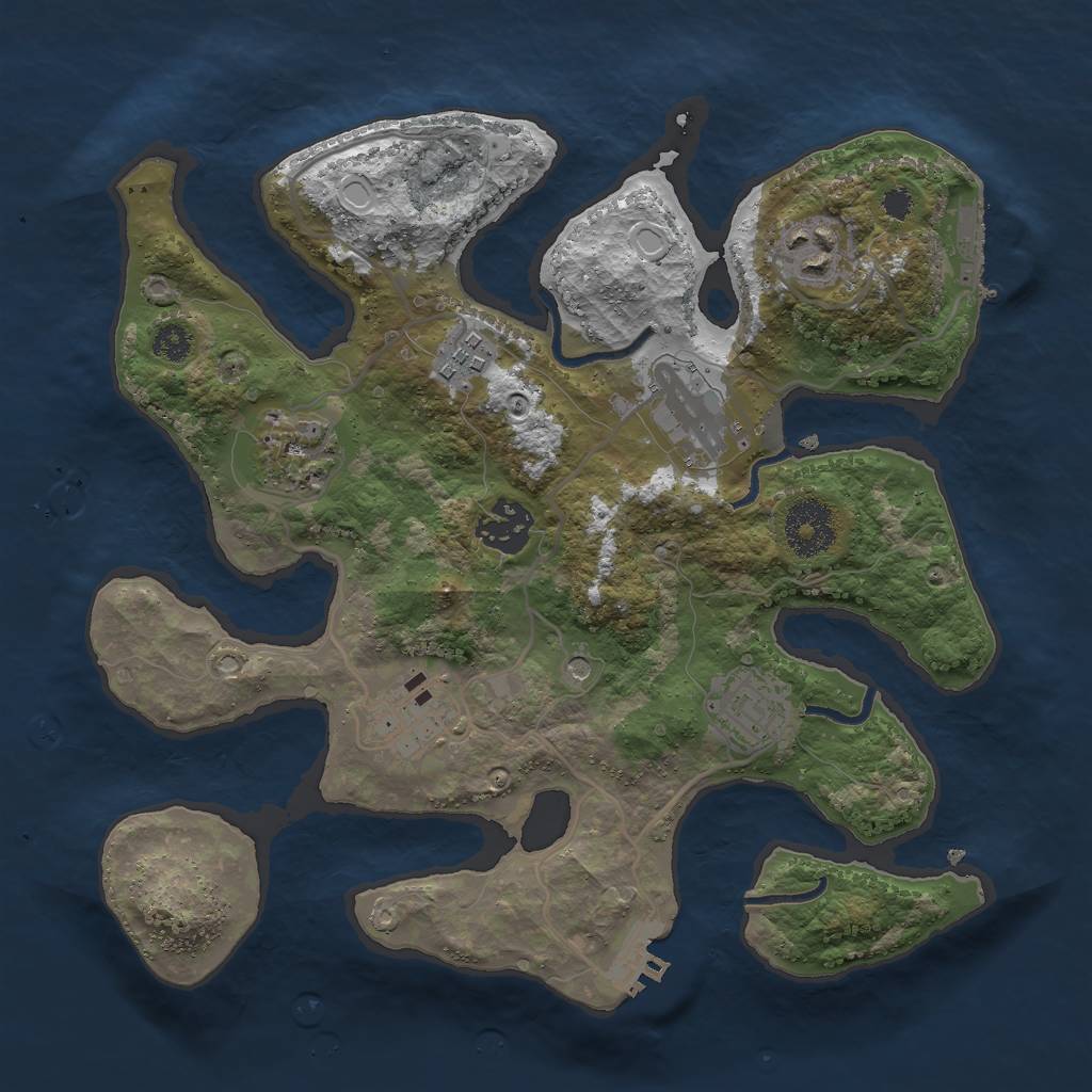 Rust Map: Procedural Map, Size: 3000, Seed: 1925728681, 18 Monuments