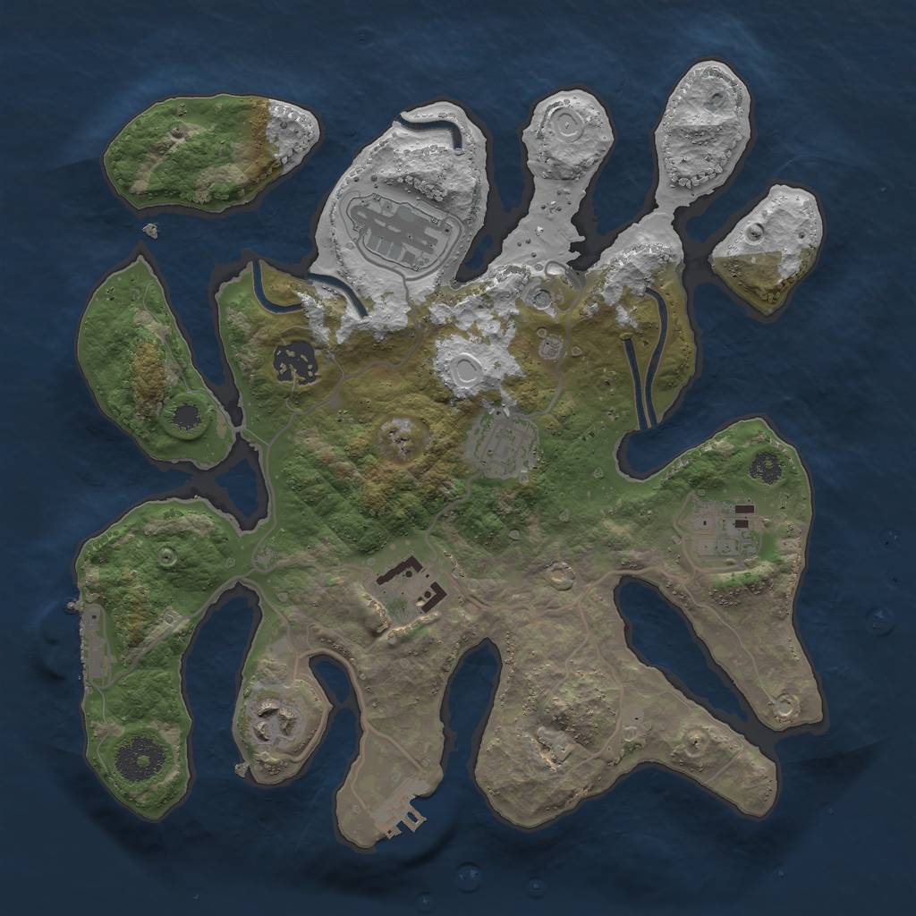 Rust Map: Procedural Map, Size: 3000, Seed: 1915977817, 17 Monuments