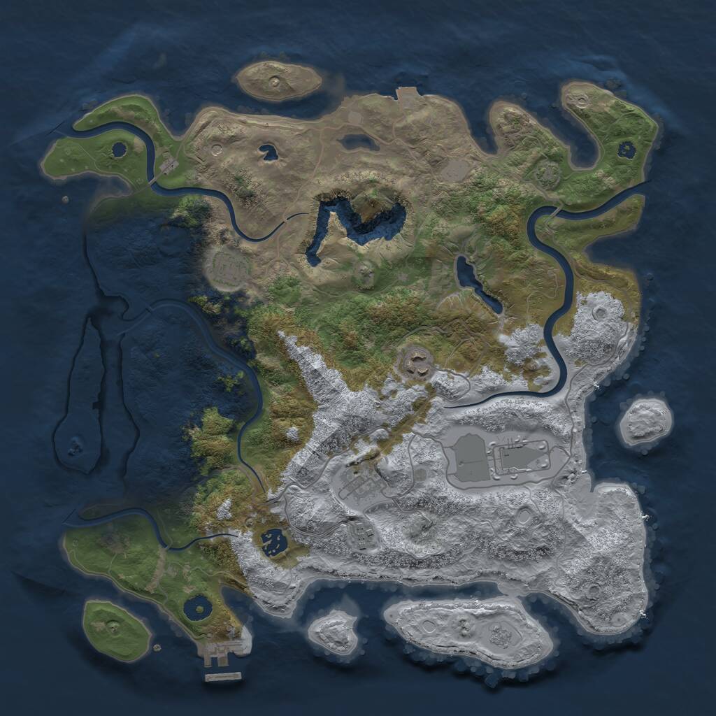 Rust Map: Procedural Map, Size: 4000, Seed: 8705483, 11 Monuments