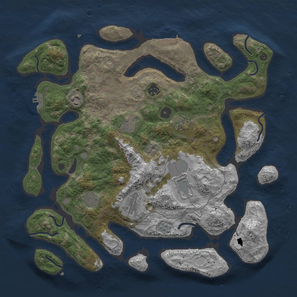 Rust Map: Procedural Map, Size: 4000, Seed: 8705483, 19 Monuments