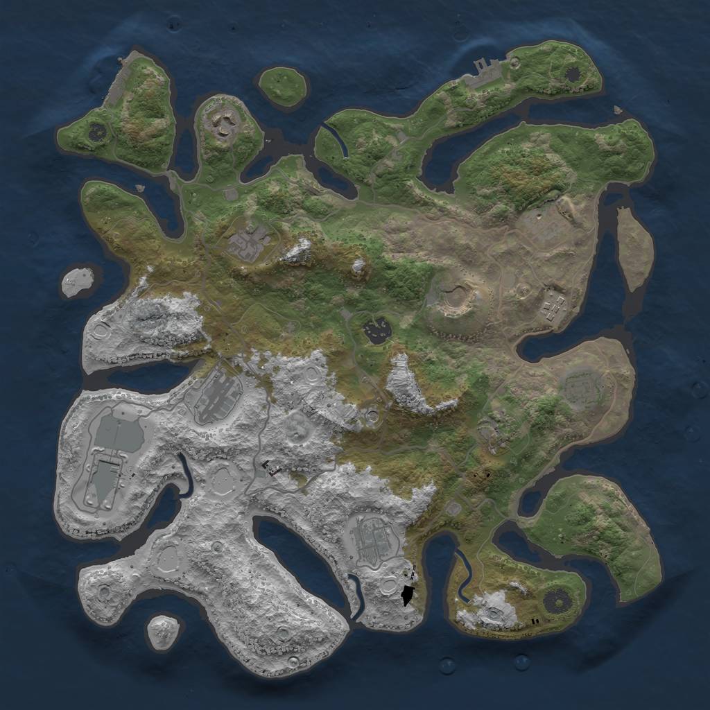 Rust Map: Procedural Map, Size: 4001, Seed: 1477801087, 22 Monuments