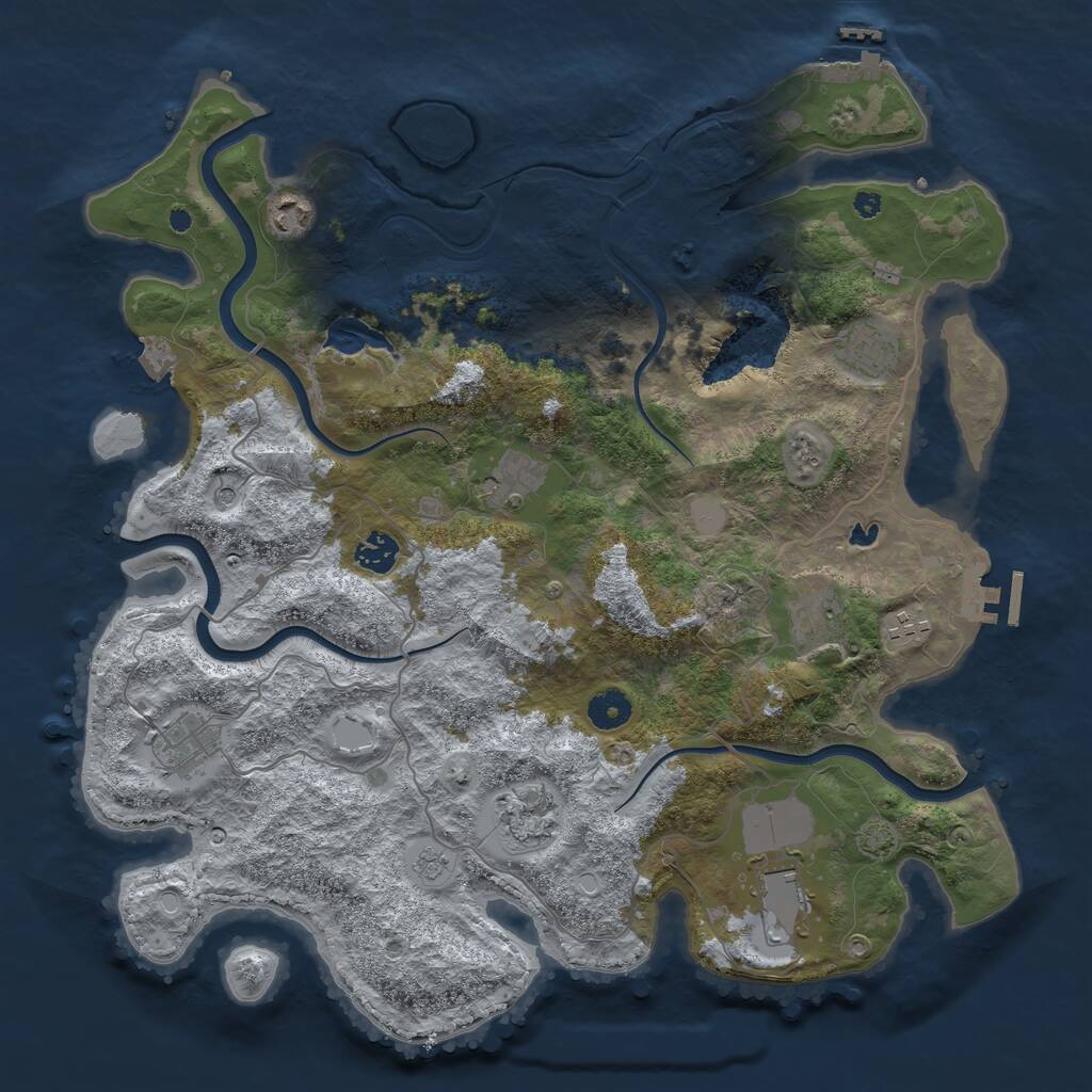 Rust Map: Procedural Map, Size: 4001, Seed: 1477801087, 15 Monuments