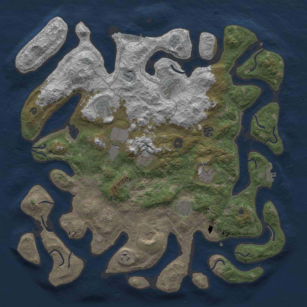 Rust Map: Procedural Map, Size: 4500, Seed: 43796820, 22 Monuments