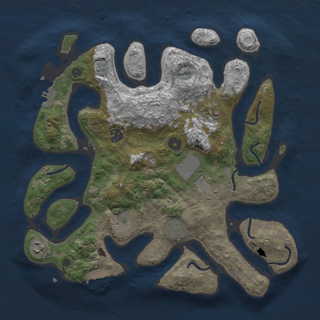 Rust Map: Procedural Map, Size: 3500, Seed: 1838429598, 18 Monuments