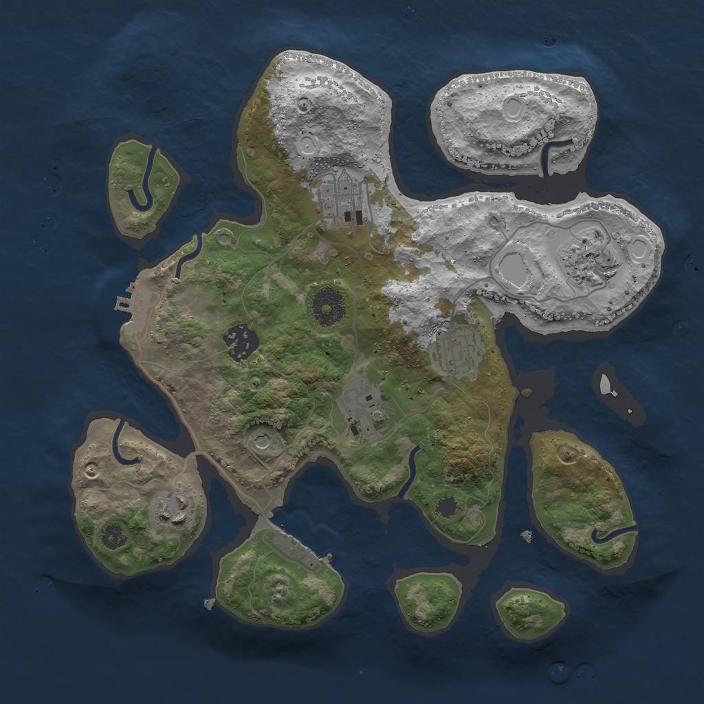 Rust Map: Procedural Map, Size: 3000, Seed: 296813525, 17 Monuments