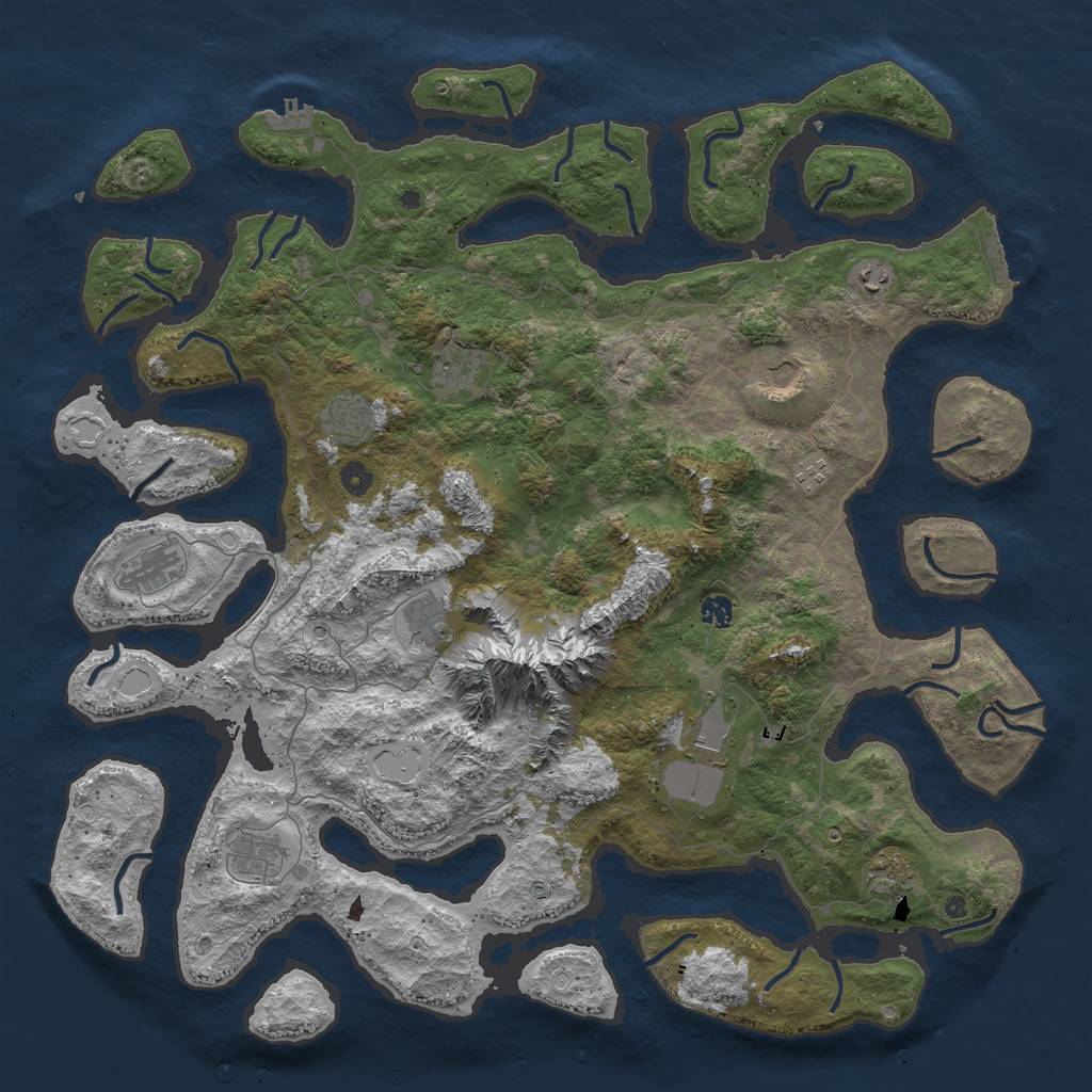 Rust Map: Procedural Map, Size: 5000, Seed: 1858274345, 22 Monuments