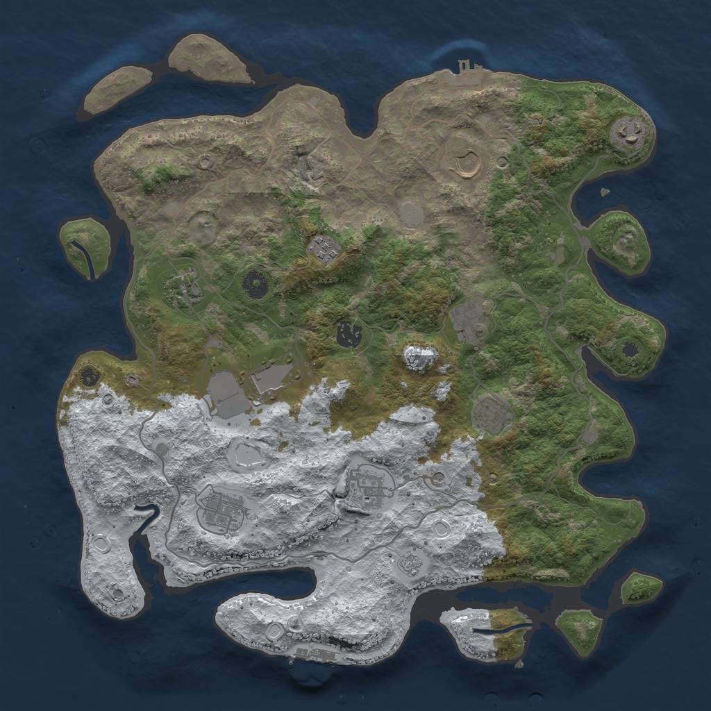 Rust Map: Procedural Map, Size: 4000, Seed: 1119905487, 19 Monuments