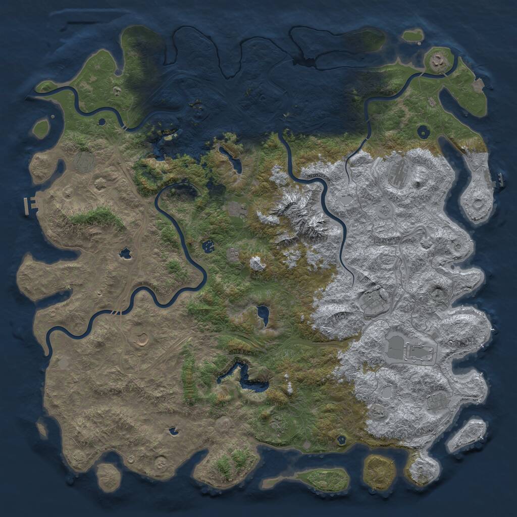 Rust Map: Procedural Map, Size: 6000, Seed: 4332, 17 Monuments