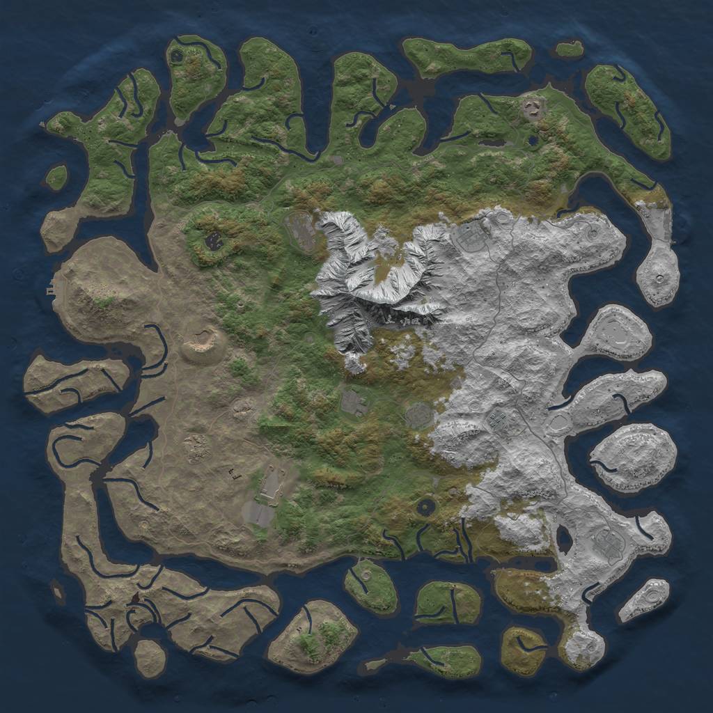 Rust Map: Procedural Map, Size: 6000, Seed: 4332, 22 Monuments