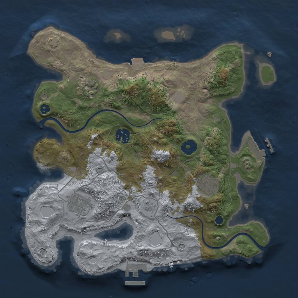 Rust Map: Procedural Map, Size: 3000, Seed: 2095034756, 10 Monuments