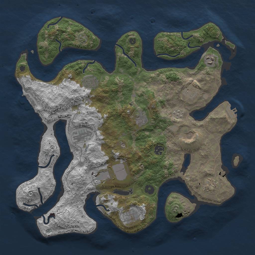 Rust Map: Procedural Map, Size: 3950, Seed: 668491, 22 Monuments