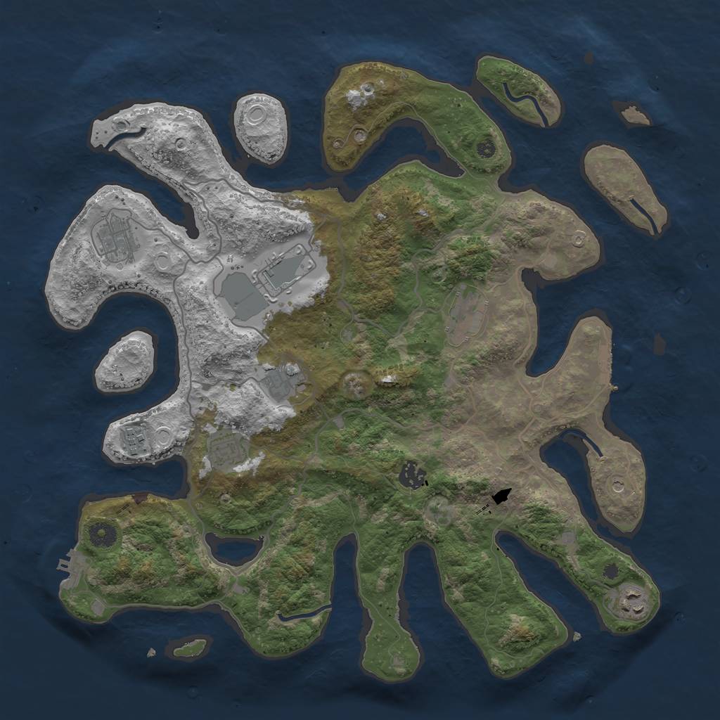 Rust Map: Procedural Map, Size: 4000, Seed: 75967, 19 Monuments